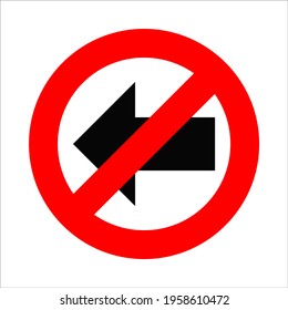 Sign prohibiting to move to the left