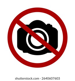 Sign prohibiting photography on white background. Vector illustration.