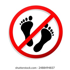 Sign prohibiting standing or walking in this area. Vector illustration