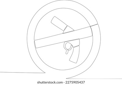 Ein Schild, das die Einstellung der Verwendung einer Waffe verbietet. Antiterror-Tag für eine Linie