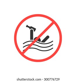 sign prohibiting swimming drunk. concept of rescuer help, alcoholic, prohibition, addiction, restrict accident. isolated on white background. flat style trend modern logo design vector illustration