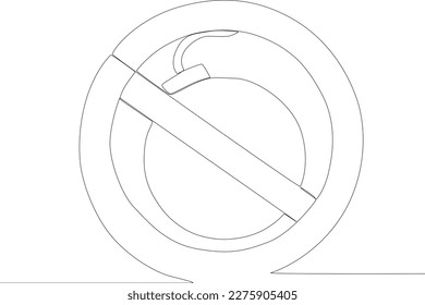 A sign prohibiting the use of military explosives. Anti-terrorism day one line drawing