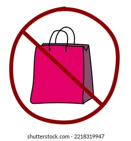 A sign prohibiting the use of plastic bags. Against the pollution of nature. Vector image. Color image.