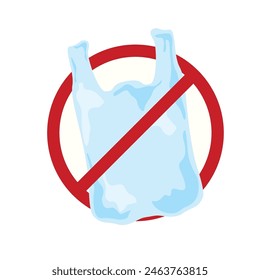 Sign prohibiting the use of plastic bags.flat style vector illustration