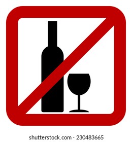 Sign of prohibition of alcohol on white background. Vector illustration.