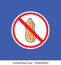 sign prohibition eat peanut who have allergies, symbol prohibition eat peanut