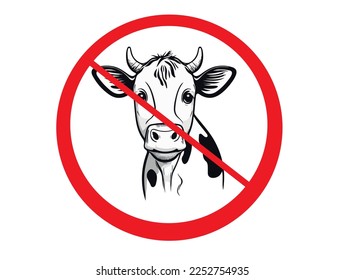 El signo de la prohibición del movimiento de vacas. Ilustración del vector aislada en fondo blanco