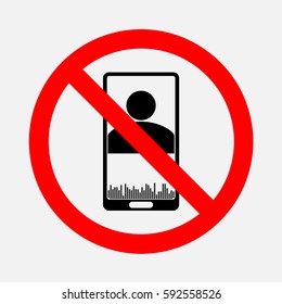 Sign of prohibition.Use of the phone is prohibited.