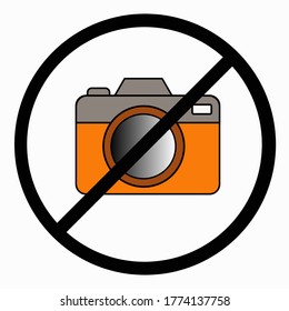 A sign of prohibition to use the camera in a room