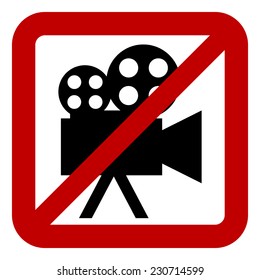 Sign of prohibition of video camera on white background. Vector illustration.