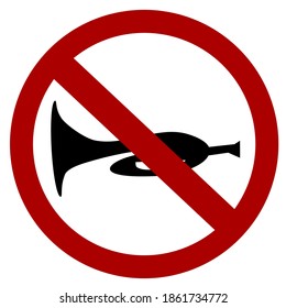 The sign prohibits honking or making loud noises.Vector illustration isolated on white background.

