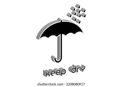 sign of protection of goods from moisture in the form of a black umbrella and the inscription at the bottom "keep dry"