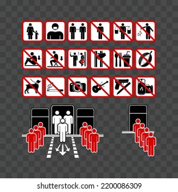 Sign in public transportation set vector illustration