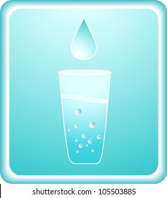 sign with pure carbonated water in glass