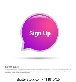 sign up Purple paper speech bubble