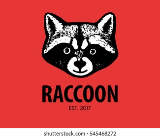 Sign of raccoon. Wild animal symbol for company or sports team. Raccoons head logo. Vector illustration.