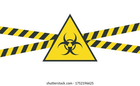 Sign of radiation hazards with yellow ribbon. Symbol of Warning toxic. Pandemic Stop.