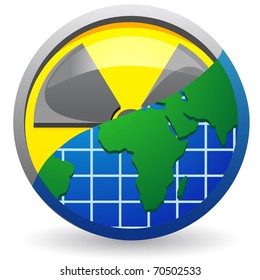 sign is a radiation and map of planet vector illustration isolated on white background