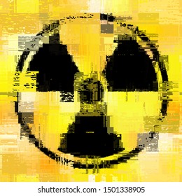 Sign radiation on grunge yellow background. Vector illustration. The background is seamless.