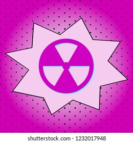 Sign of radiation. Purple icon pop-art background .Vector.