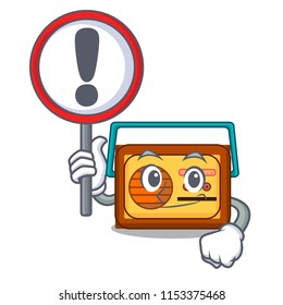 With sign radio character cartoon style