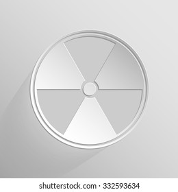 Sign of radioactive white on light grey background