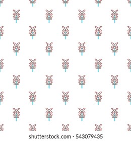 Sign rail road crossing pattern. Cartoon illustration of sign rail road crossing vector pattern for web