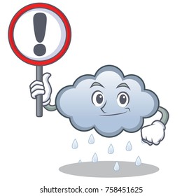 With sign rain cloud character cartoon