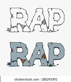 Sign Rap. Hand draw vector illustration.