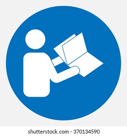 Sign , read the instructions before using on a blue background - Vector Graphics