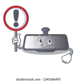 With sign rear view mirror isolated with mascot