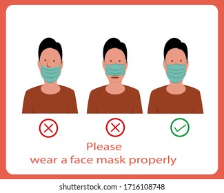 Sign Recommendation Use Mask Properly Stock Vector (Royalty Free ...