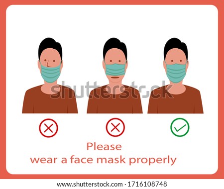 sign or recommendation to use a mask properly
