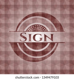 Sign red badge with geometric pattern. Seamless.