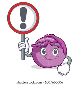 With sign red cabbage character cartoon