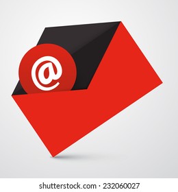At Sign in Red Envelope - Email Icon