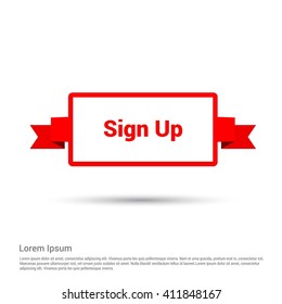 sign up red paper Ribbon banner