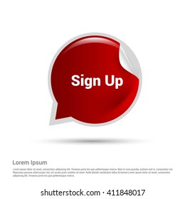 sign up red paper speech bubble