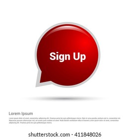 sign up red paper speech bubble