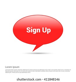 sign up red paper speech bubble