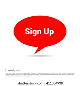 sign up red paper speech bubble
