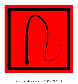Sign of the red square, black whip, vector