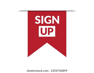 sign up red vector banner illustration isolated on white background