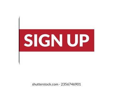 sign up red vector banner illustration isolated on white background
