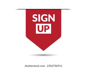 sign up red vector banner illustration isolated on white background