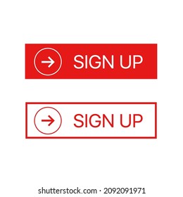 Sign up red and white buttons vector illustration for web