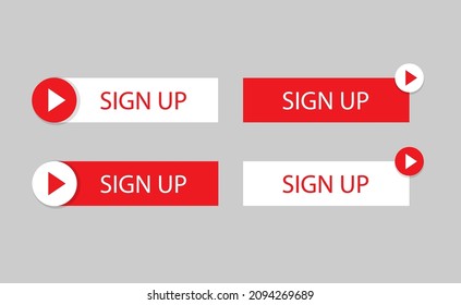 Sign up red and white buttons vector illustration for web