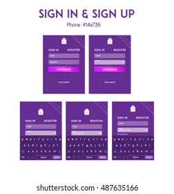 Sign in sign up register violet form for phone 