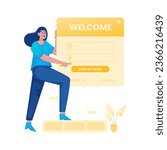 Sign up registration welcome screen vector illustration