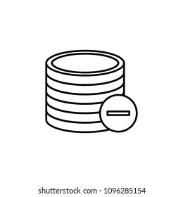 sign remove coins icon. Element of mobile banking for smart concept and web apps. Thin line sign remove coins icon can be used for web and mobile on white background